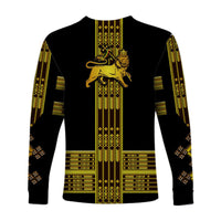 Ethiopia Long Sleeve Shirt Ethiopian Lion Of Judah Simple Tibeb Style - Black LT8 - Wonder Print Shop