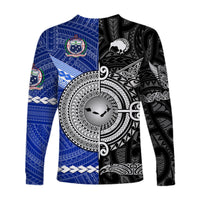 Samoa and New Zealand Long Sleeve Shirt Together Black LT8 - Wonder Print Shop