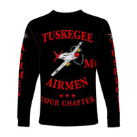 (Custom Personalised) Tuskegee Airmen Motorcycle Club Long Sleeve Shirt TAMC Spit Fire Unique Style - Black LT8 - Wonder Print Shop