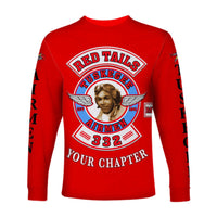 (Custom Personalised) Tuskegee Airmen Motorcycle Club Long Sleeve Shirt TAMC Red Tails Original Style - Red LT8 - Wonder Print Shop
