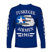 (Custom Personalised) Tuskegee Airmen Long Sleeve Shirt The Blue Tails Simplified Vibes - Blue LT8 - Wonder Print Shop