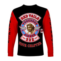 (Custom Personalised) Tuskegee Airmen Motorcycle Club Long Sleeve Shirt TAMC Red Tails Original Style - Black Red LT8 - Wonder Print Shop
