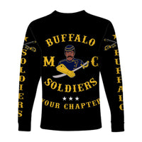 (Custom Personalised) Buffalo Soldiers Motorcycle Club BSMC Long Sleeve Shirt Simple Style - Black LT8 - Wonder Print Shop