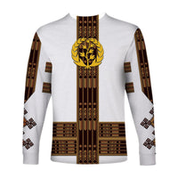 Eritrea Long Sleeve Shirt Fancy Simple Tibeb Style - White LT8 - Wonder Print Shop