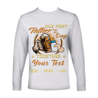 (Custom) Father Day Long Sleeve Shirt Our First Father Day Simple Style - White LT8 - Wonder Print Shop
