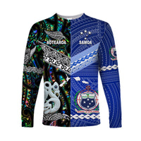 Samoa and New Zealand Long Sleeve Shirt Together Paua Shell LT8 - Wonder Print Shop