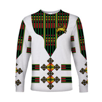 (Custom Personalised) Ethiopia Long Sleeve Shirt Ethiopian Lion Of Judah Tibeb Vibes - Flag Style LT8 - Wonder Print Shop