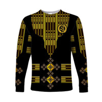 (Custom Personalised) Eritrea Long Sleeve Shirt Fancy Tibeb Vibes - Black LT8 - Wonder Print Shop