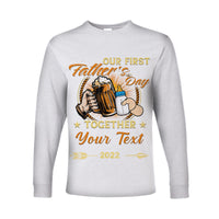 (Custom) Father Day Long Sleeve Shirt Our First Father Day Simple Style - White LT8 - Wonder Print Shop