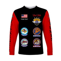 (Custom Personalised) Tuskegee Airmen Long Sleeve Shirt The Red Tails Simple Style - Black Red LT8 - Wonder Print Shop