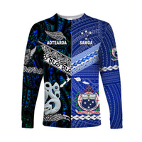 Samoa and New Zealand Long Sleeve Shirt Together Blue LT8 - Wonder Print Shop