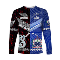 Samoa and New Zealand Long Sleeve Shirt Together Red LT8 - Wonder Print Shop