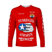(Custom Personalised) Tuskegee Airmen Long Sleeve Shirt The Red Tails Original Style - Red LT8 - Wonder Print Shop