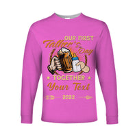 (Custom) Father Day Long Sleeve Shirt Our First Father Day Simple Style - Pink LT8 - Wonder Print Shop