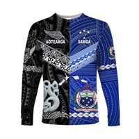 Samoa and New Zealand Long Sleeve Shirt Together Black LT8 - Wonder Print Shop