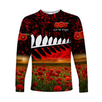 New Zealand Maori ANZAC Long Sleeve Shirt Poppy Vibes Red LT8 - Wonder Print Shop