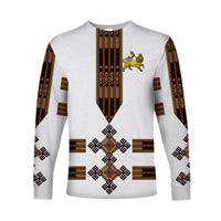 (Custom Personalised) Ethiopia Long Sleeve Shirt Ethiopian Lion Of Judah Tibeb Vibes NO.1 Ver - White LT8 - Wonder Print Shop