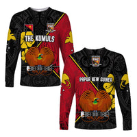 The Kumuls PNG Long Sleeve Shirt Papua New Guinea Polynesian Dynamic Style Black - Wonder Print Shop