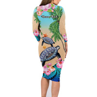 custom-personalised-polynesian-turtle-coconut-tree-and-orchids-long-sleeves-dress