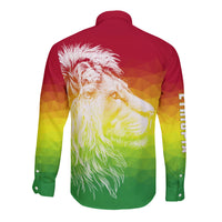 Ethiopia Hawaii Long Sleeve Button Shirt Lion Ethiopian Style Flag LT13 - Wonder Print Shop