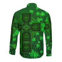 Celtic Cross Hawaii Long Sleeve Button Shirt With Shamrock Simple Style LT8 - Wonder Print Shop