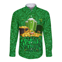 (Custom Personalised) Ireland Happy Saint Patrick's Day Hawaii Long Sleeve Button Shirt With Shamrock LT8 - Wonder Print Shop