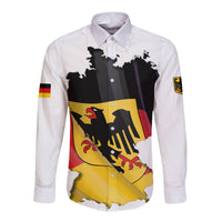 Germany Long Sleeve Button Shirt Grunge Deutschland Map and Coat Of Arms LT13 - Wonder Print Shop