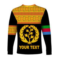 (Custom Personalised) Eritrea Tibeb Long Sleeve Shirt Eritrean Cross Mix Flag Version Black LT13 - Wonder Print Shop