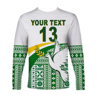(Custom Text and Number) Tailevu Rugby Long Sleeve Shirt Fiji Rugby Tapa Pattern White LT13 - Wonder Print Shop