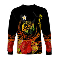 Tropical Flowers Tonga Coat Of Arms Polynesia Long Sleeve Shirt LT13 - Wonder Print Shop