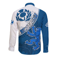 Scotland Rugby Long Sleeve Button Shirt Scottish Coat Of Arms Mix Thistle Newest Version - Wonder Print Shop