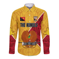 (Custom Text and Number) The Kumuls PNG Long Sleeve Shirt Button Papua New Guinea Polynesian Dynamic Style - Wonder Print Shop