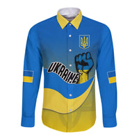 Ukraine Long Sleeve Button Shirt National Flag Style - Wonder Print Shop