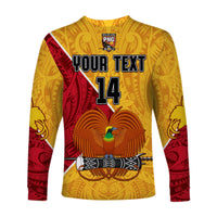 (Custom Text and Number) The Kumuls PNG Long Sleeve Shirt Papua New Guinea Polynesian Dynamic Style - Wonder Print Shop