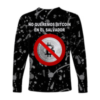 El Salvador Long Sleeve Shirt No Al Bitcoin Art Style - Black LT8 - Wonder Print Shop