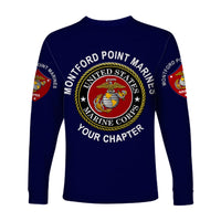 (Custom) Montford Point Marines Long Sleeve Shirt African-American Marine Corps Original - Navy Blue LT8 - Wonder Print Shop