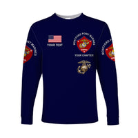 (Custom) Montford Point Marines Long Sleeve Shirt African-American Marine Corps Simple - Navy Blue LT8 - Wonder Print Shop