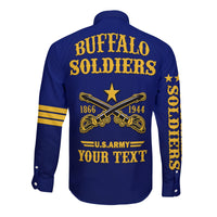 (Custom Text And Chapter) Buffalo Soldiers Long Sleeve Button Shirt BSMC United States Army Simple Style - Wonder Print Shop