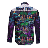 Custom Personalised Hawaii Skeleton Dancing Long Sleeve Button Shirt Halloween Hawaiian Turtle LT13 - Wonder Print Shop