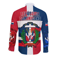 Dominican Republic Long Sleeve Button Shirt Dominicana Proud Style Flag LT13 - Wonder Print Shop