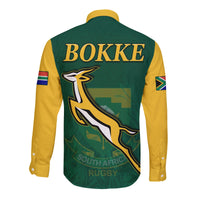 South Africa Rugby Long Sleeve Button Shirt Springboks Champion Bokke African Pattern Go Bokke LT13 - Wonder Print Shop