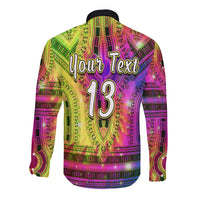 (Custom Text and Number) Africa Tie Dye Long Sleeve Button Shirt Special Dashiki Pattern LT13 - Wonder Print Shop