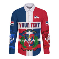 (Custom Personalised) Dominican Republic Long Sleeve Button Shirt Dominicana Proud Style Flag LT13 - Wonder Print Shop