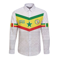 (Custom Text and Number) Senegal Football 2022 Long Sleeve Button Shirt Champion Teranga Lions Mix African Pattern LT13 - Wonder Print Shop