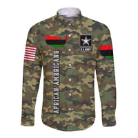 Military of African Americans Hawaii Long Sleeve Button Shirt Flag Simple Style LT8 - Wonder Print Shop