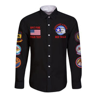 (Custom Personalised) Tuskegee Airmen Long Sleeve Button Shirt US Military Black Red Tails LT13 - Wonder Print Shop