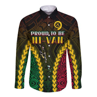 (Custom Text and Number) Vanuatu Indigenous Long Sleeve Button Shirt Proud To Be Ni-Vanuatu Polynesian Pattern LT13 - Wonder Print Shop