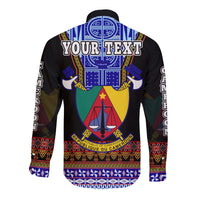 (Custom Personalised) Cameroon Long Sleeve Button Shirt Atoghu Pattern Black Style - Wonder Print Shop