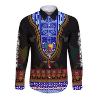 Cameroon Long Sleeve Button Shirt Atoghu Pattern Black Style - Wonder Print Shop
