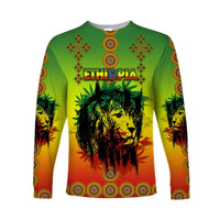 Ethiopia Long Sleeve Shirt Cross Mix Lion Colorful Style - Wonder Print Shop